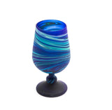 Blue Wine Glass Goblet Glassware Glasses Hand Blown Hebron Glass