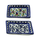 Hebron Ceramic Rectangle Plate Hand painted Floral 14 CM