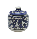 Hebron Ceramic Sugar Container Navy Blue Hand painted Floral