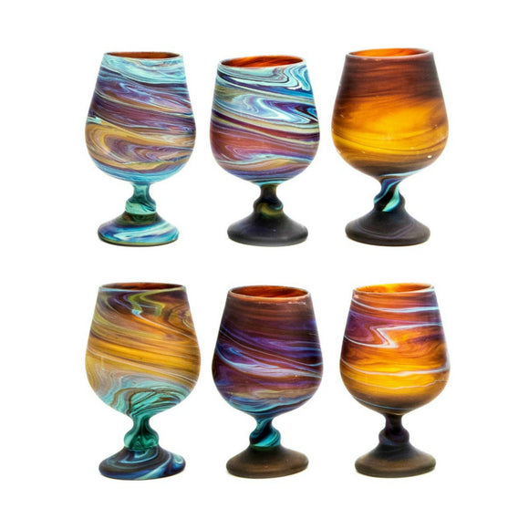 Wine Glasses Goblet Glassware Set 6 Glasses Hand Blown Hebron Glass