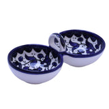 Blue Floral Ceramic Serving Bowl With Handle 