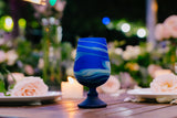 Blue Swirl Elegant Goblet Set 6 Glasses 