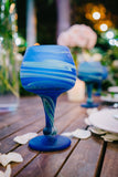 Blue Wine Glass Goblet Glassware Glasses Hand Blown Hebron Glass